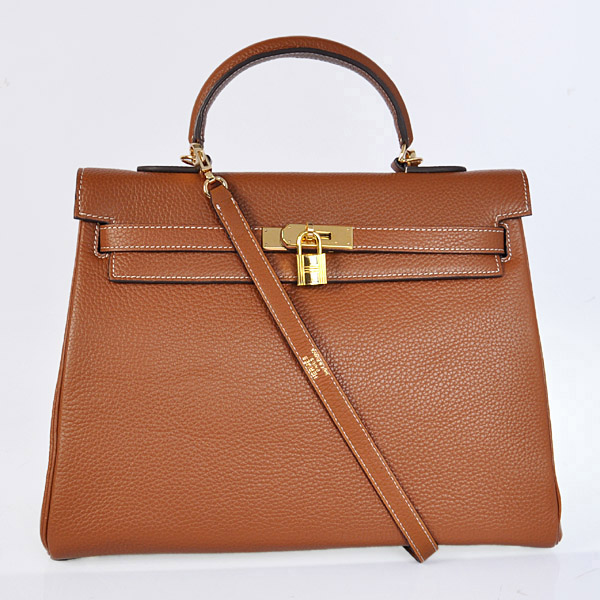 HKL35DC Kelly di Hermes 35CM cammello scuro in pelle Clemence (oro)